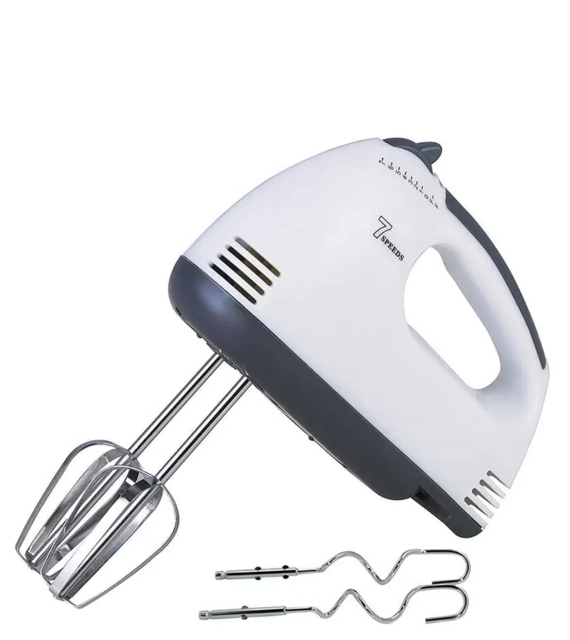 Electric Hand Mixer with 7 Speed Settings – Egg Beater, Cream Whipper & Dough Mixer with 2 Stainless Steel Beaters & 2 Dough Hooks – Compact Kitchen Mixer