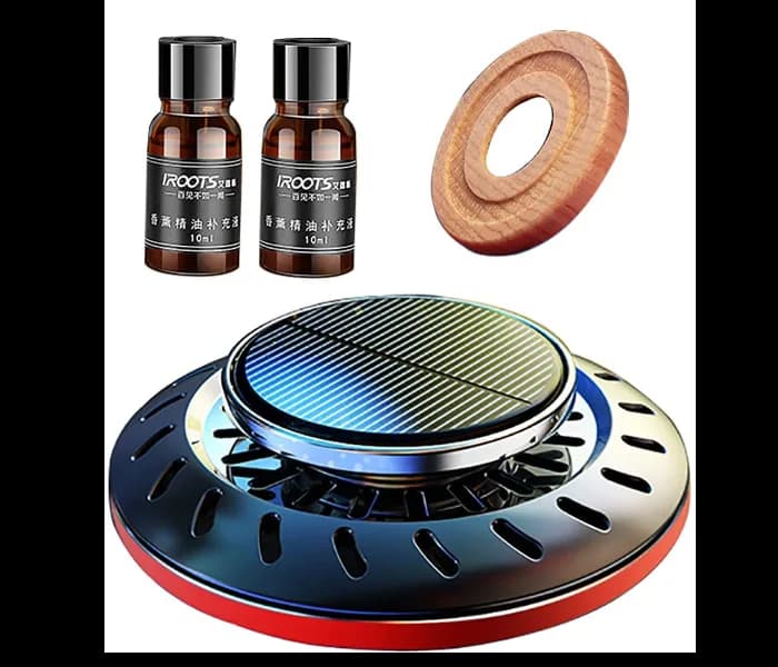 Solar Car Fragrance Double Ring Rotating Car Aromatherapy For Car, Home, Office Air Fresher Decoration Perfume Diffuser
