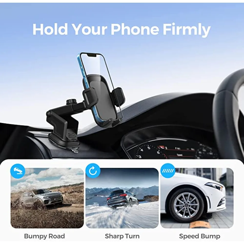 Car Phone Holder, Air Vent Mount, Dashboard Phone Holder Auto Suction Cup for Windshield/Smooth Desktop/Tile Wall, 360° Rotation&Extended Arm, Compatible with iPhone, Samsung, All 4''-7'' alternate view